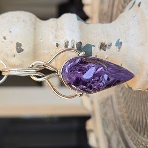 Solid Sterling Russian Charoite Pendant